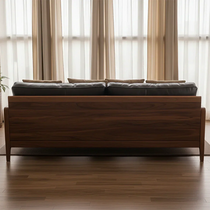 Handcrafted Solid Wood Leather Sofa – Premium Modern Design - Rustirawood