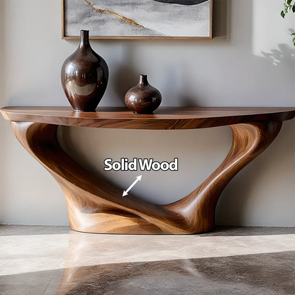 Harmony Arc Walnut Finish Console Table – Handcrafted Elegance - Woodenecho