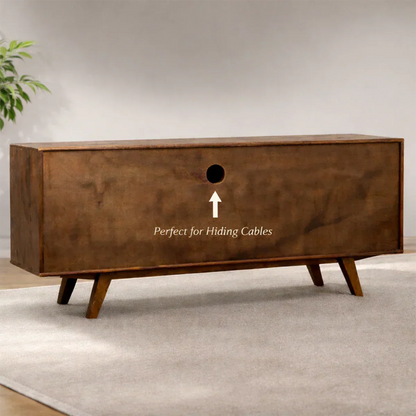 Light Burl Wave Solid Wood TV Console – Minimal Organic Design - Rustirawood