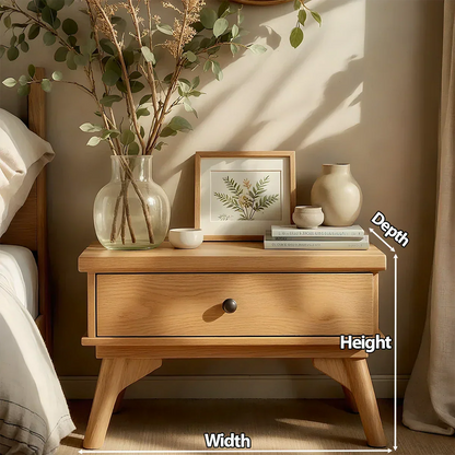 Lightwood Japandi Single-Drawer Nightstand - Rustirawood