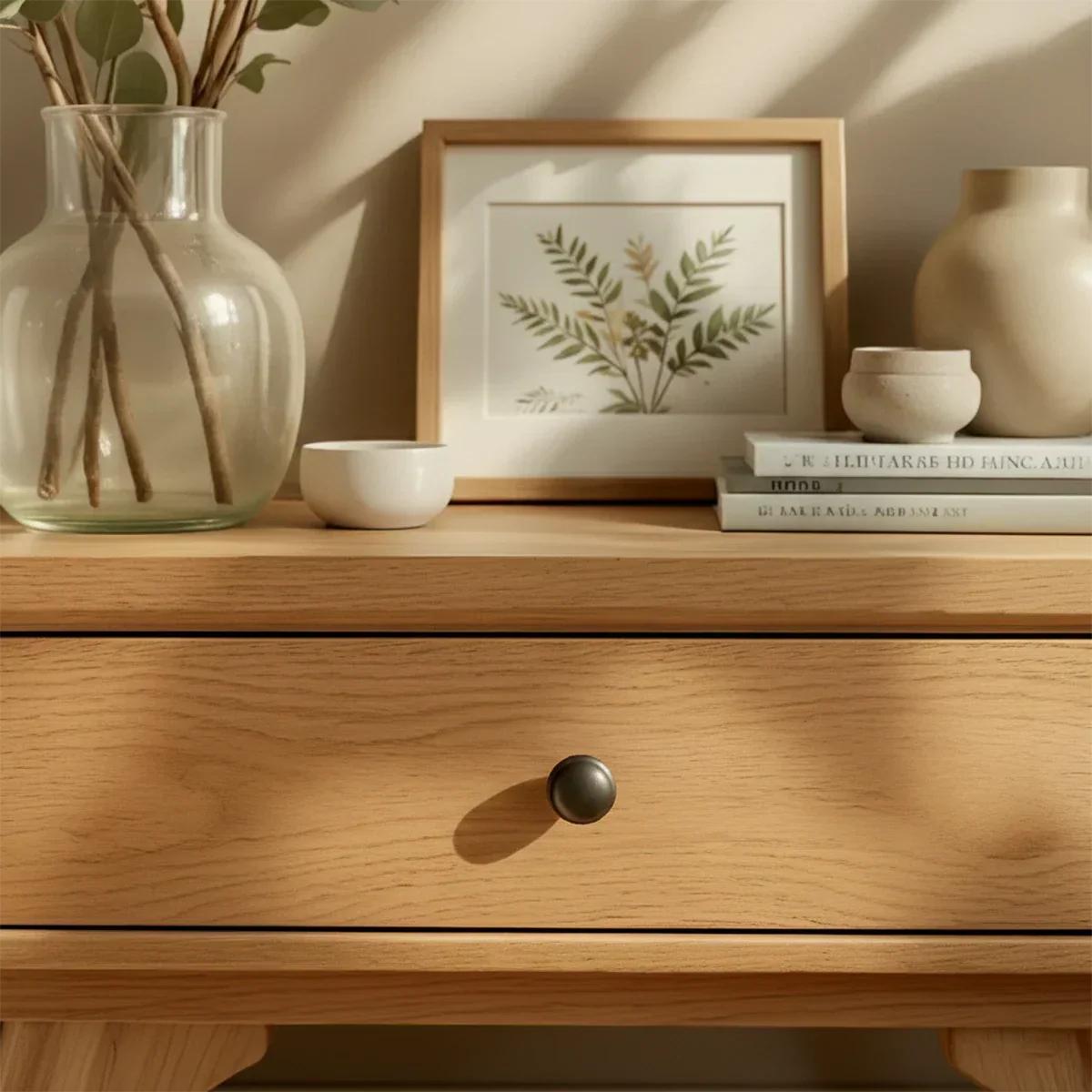 Lightwood Japandi Single-Drawer Nightstand - Rustirawood