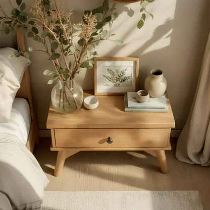 Lightwood Japandi Single-Drawer Nightstand - Woodenecho