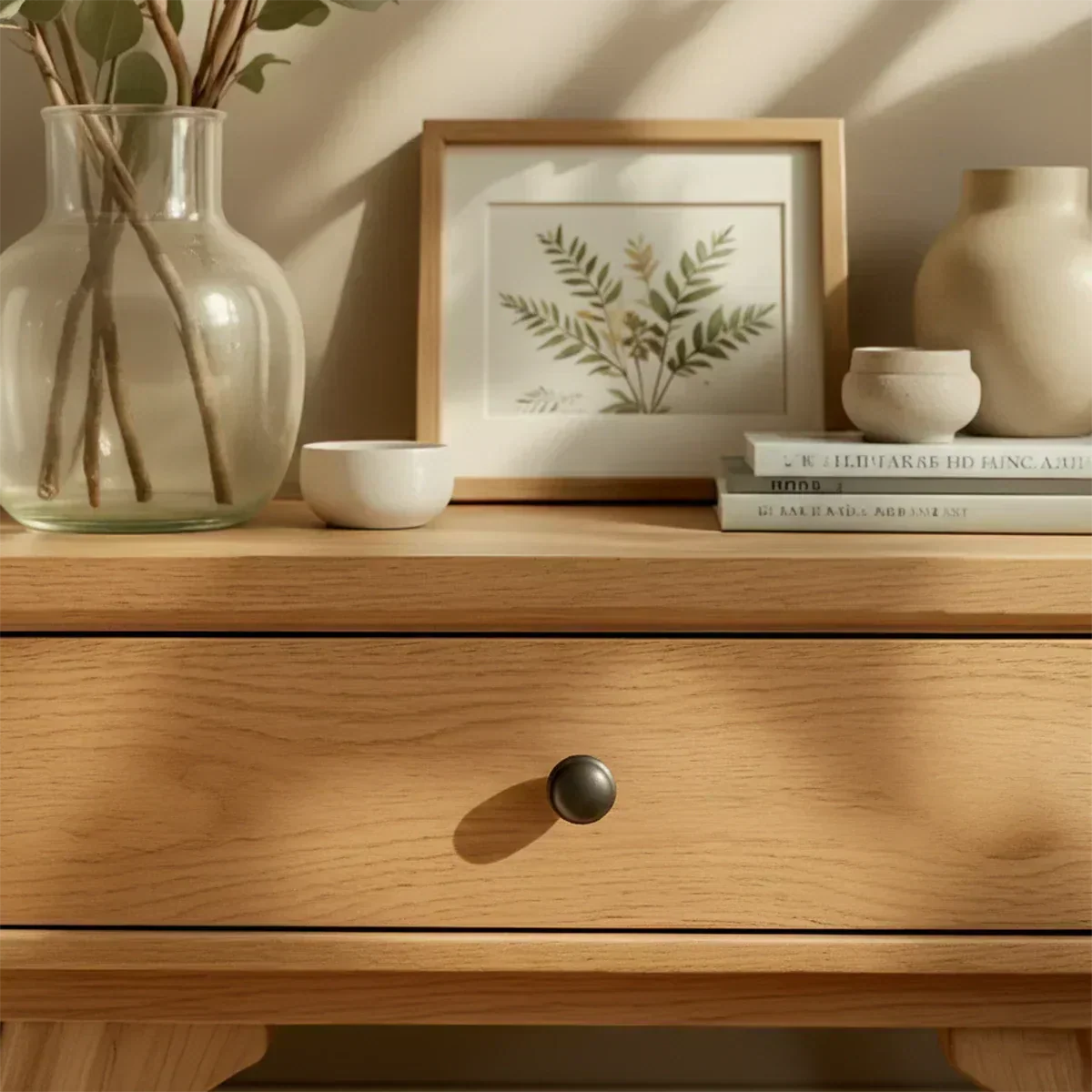 Lightwood Japandi Single-Drawer Nightstand - Woodenecho