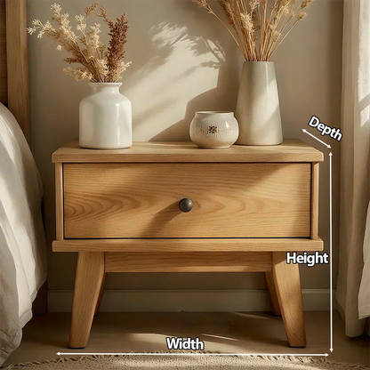 Lightwood Single-Drawer Nightstand – Scandinavian Minimalist Design - Woodenecho