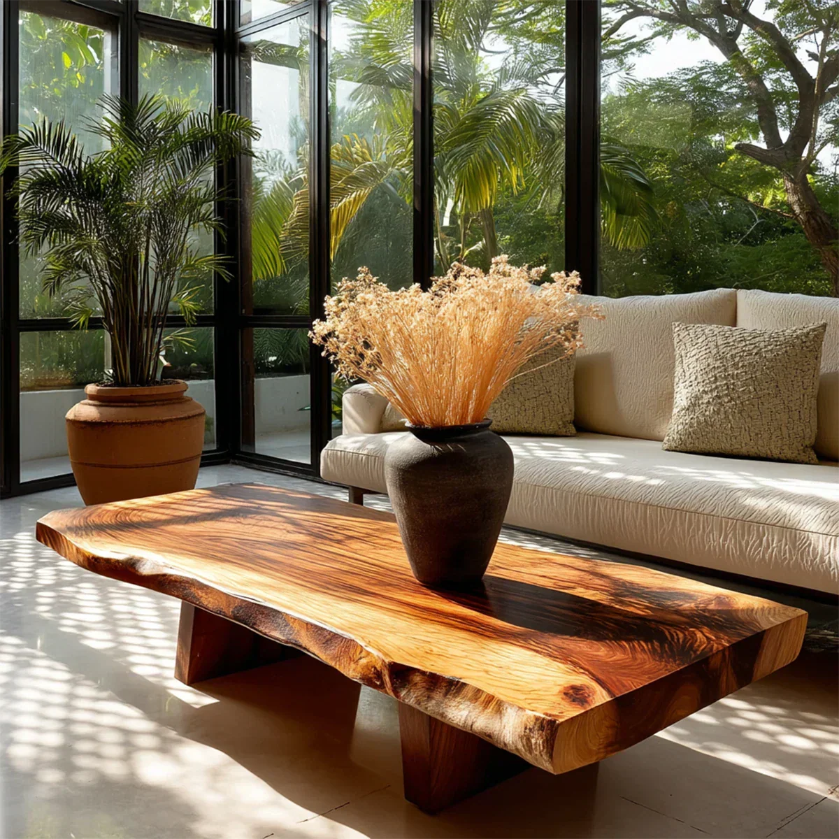 Live Edge Coffee Table in Natural Wood – Organic Center Table for Modern Living Room - Woodenecho