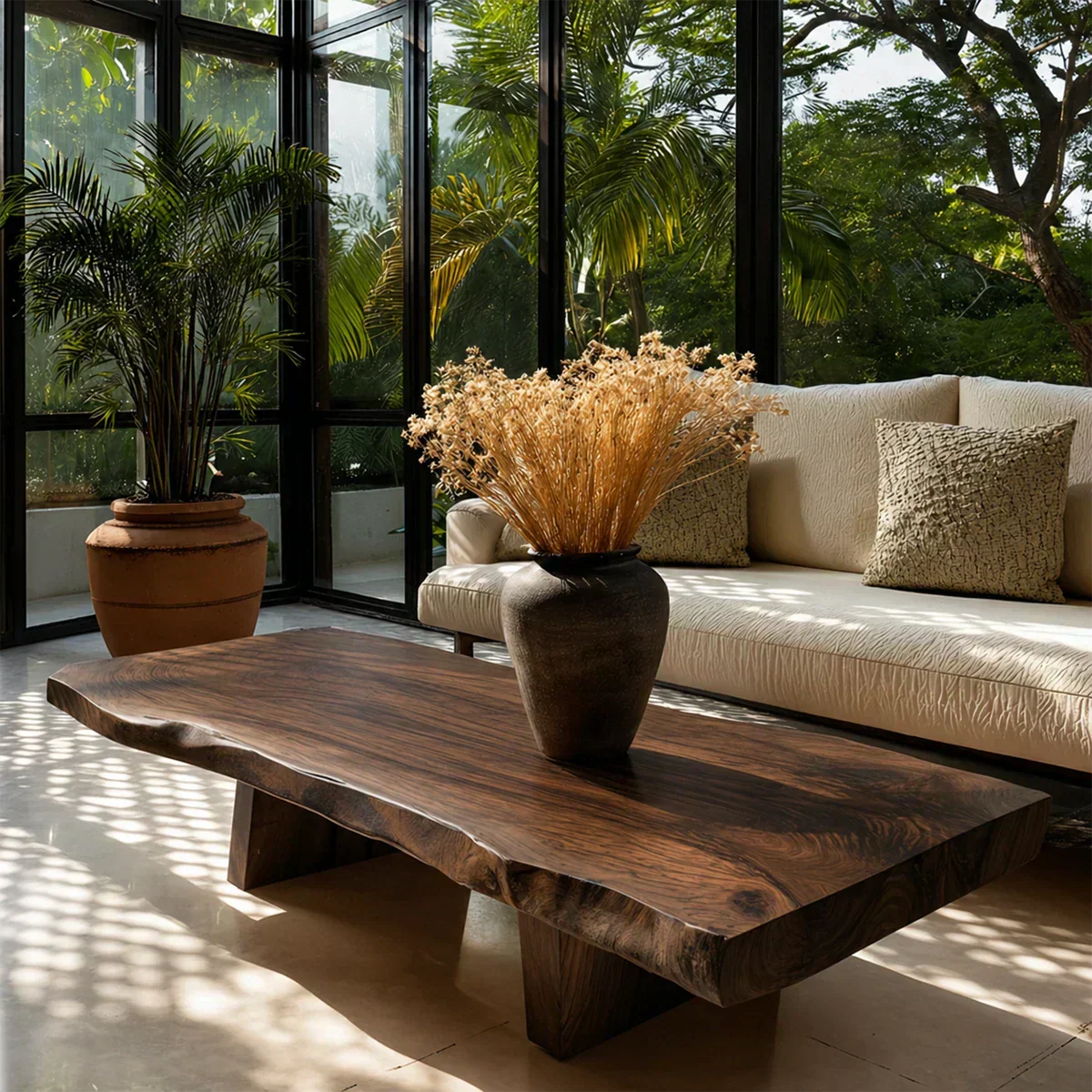Live Edge Coffee Table in Natural Wood – Organic Center Table for Modern Living Room - Woodenecho
