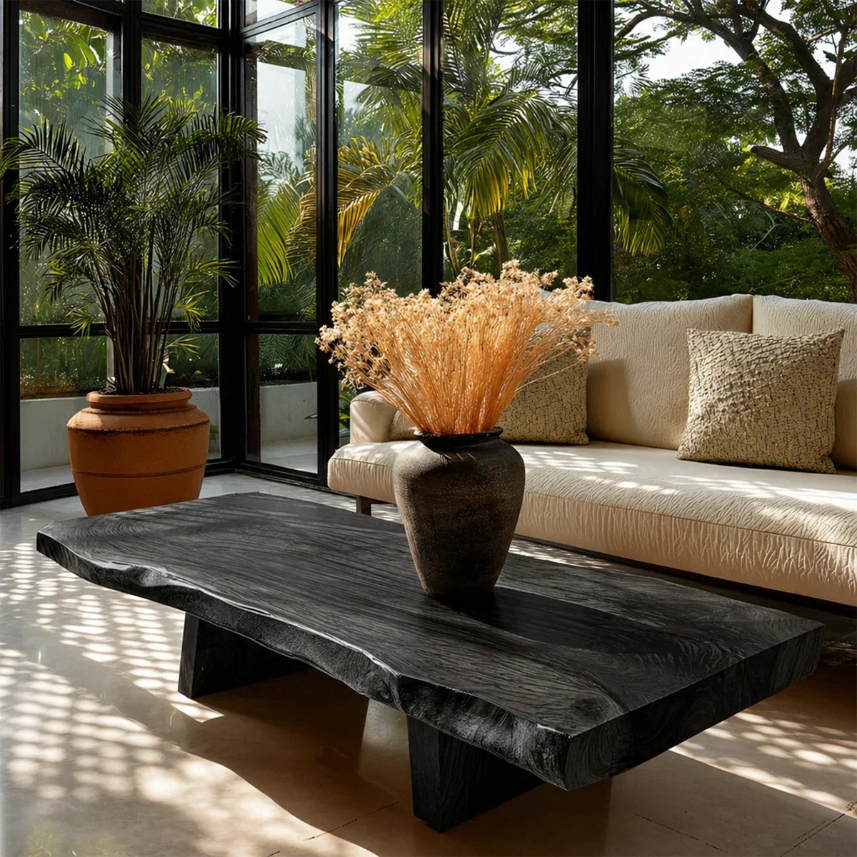 Live Edge Coffee Table in Natural Wood – Organic Center Table for Modern Living Room - Woodenecho