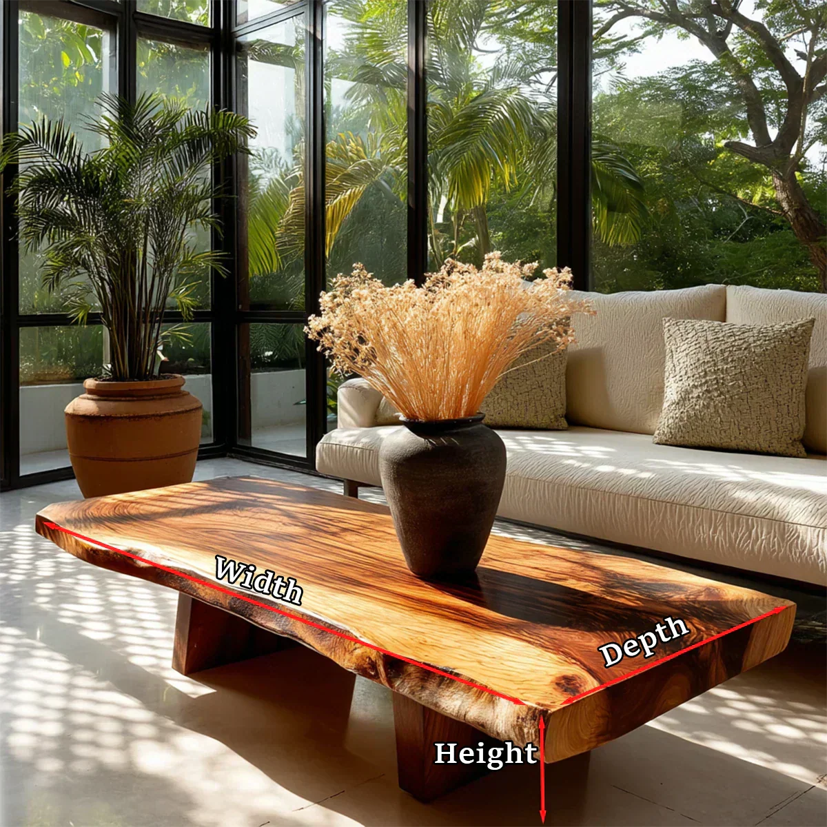 Live Edge Coffee Table in Natural Wood – Organic Center Table for Modern Living Room - Woodenecho