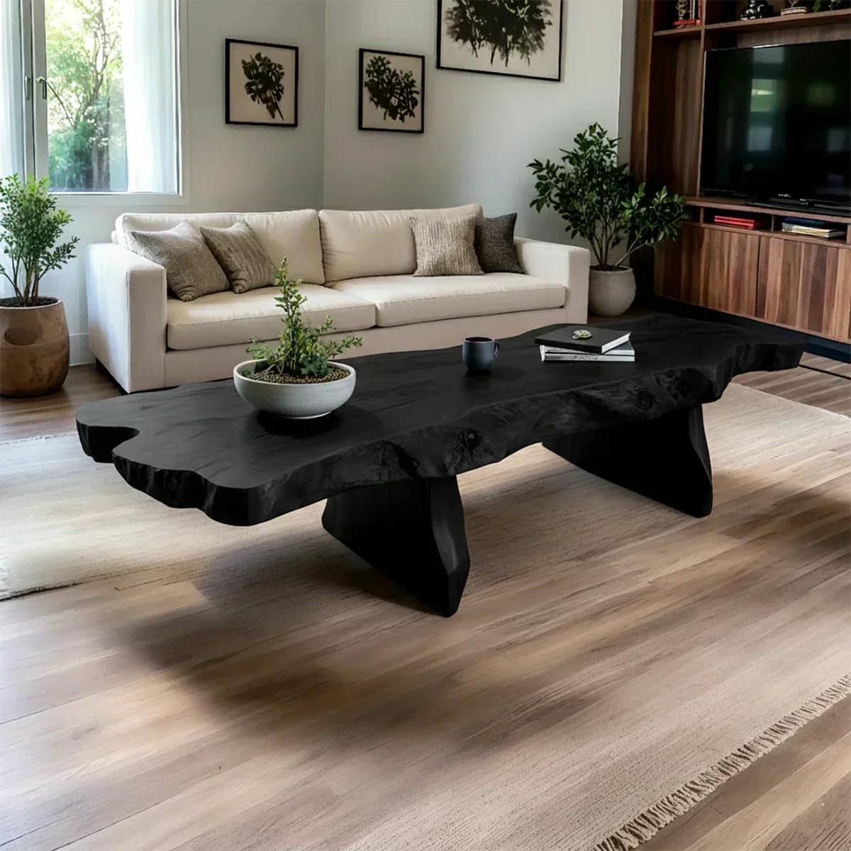 Live-Edge Natural Solid Wood Coffee Table – Handcrafted Slab Design - Woodenecho