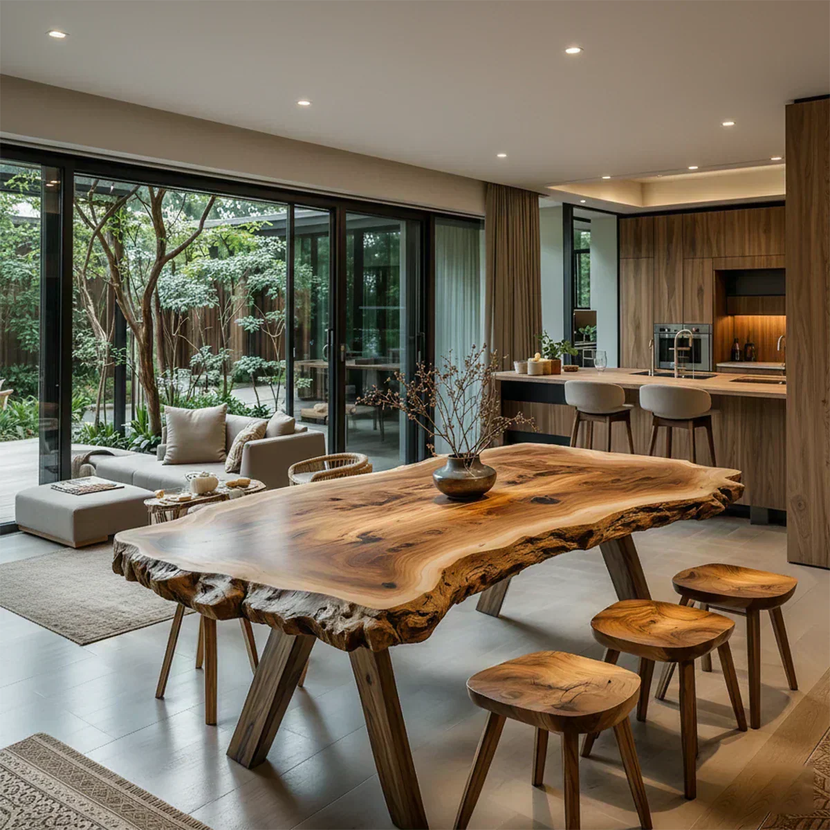 Live Edge Natural Solid Wood Dining Table – Handcrafted Luxury - Woodenecho