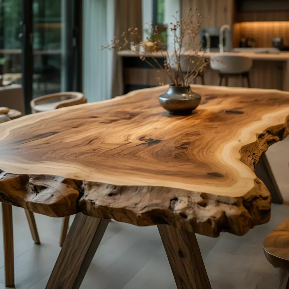 Live Edge Natural Solid Wood Dining Table – Handcrafted Luxury - Woodenecho