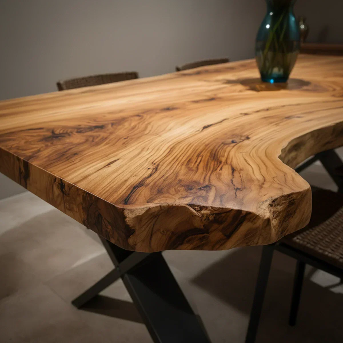Live-Edge Natural Solid Wood Dining Table - Rustirawood