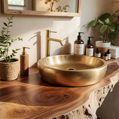 Live Edge Solid Wood Bathroom Vanity Shelf | Natural Design - Rustirawood