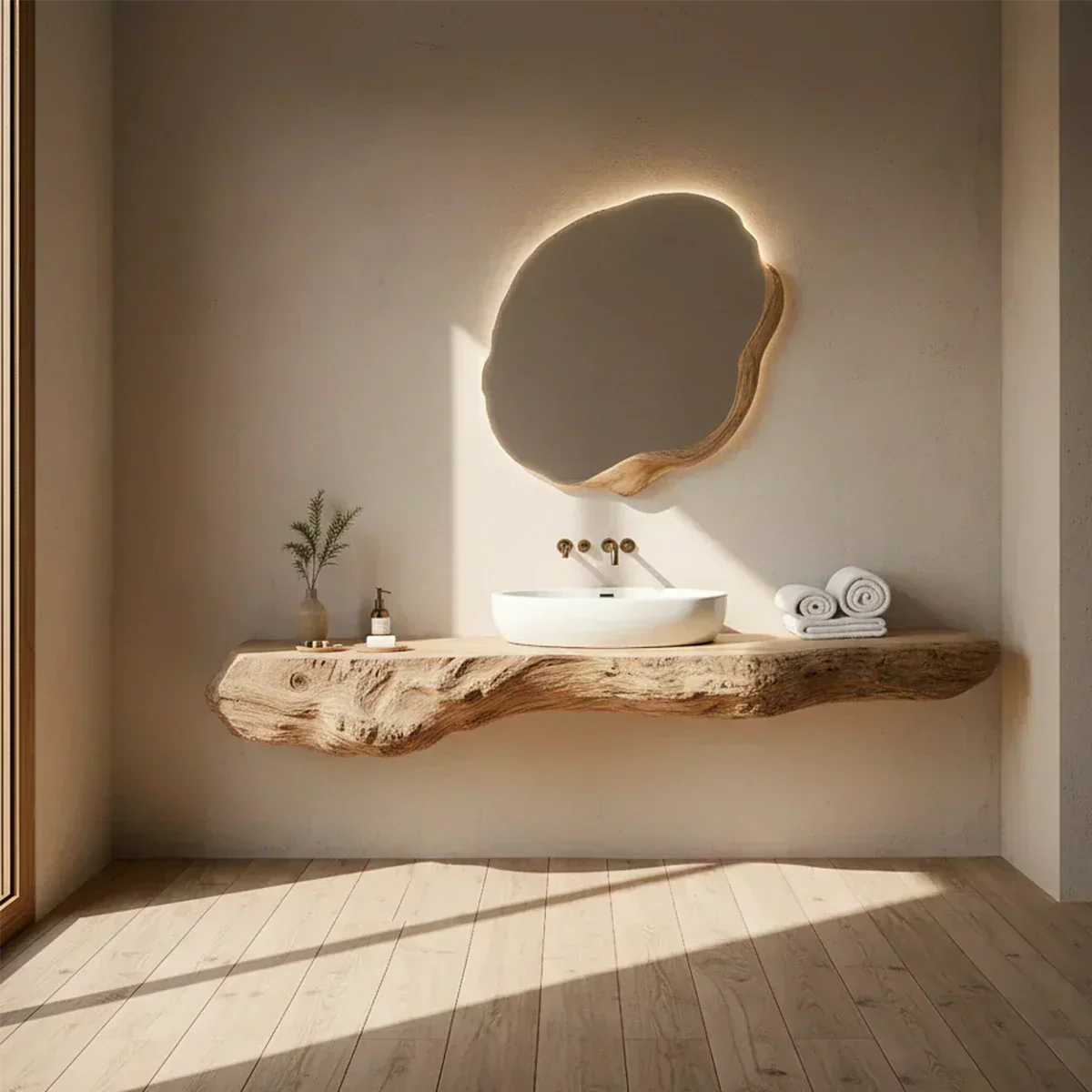 Live Edge Solid Wood Floating Vanity - Rustirawood
