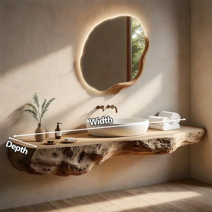 Live Edge Solid Wood Floating Vanity - Rustirawood
