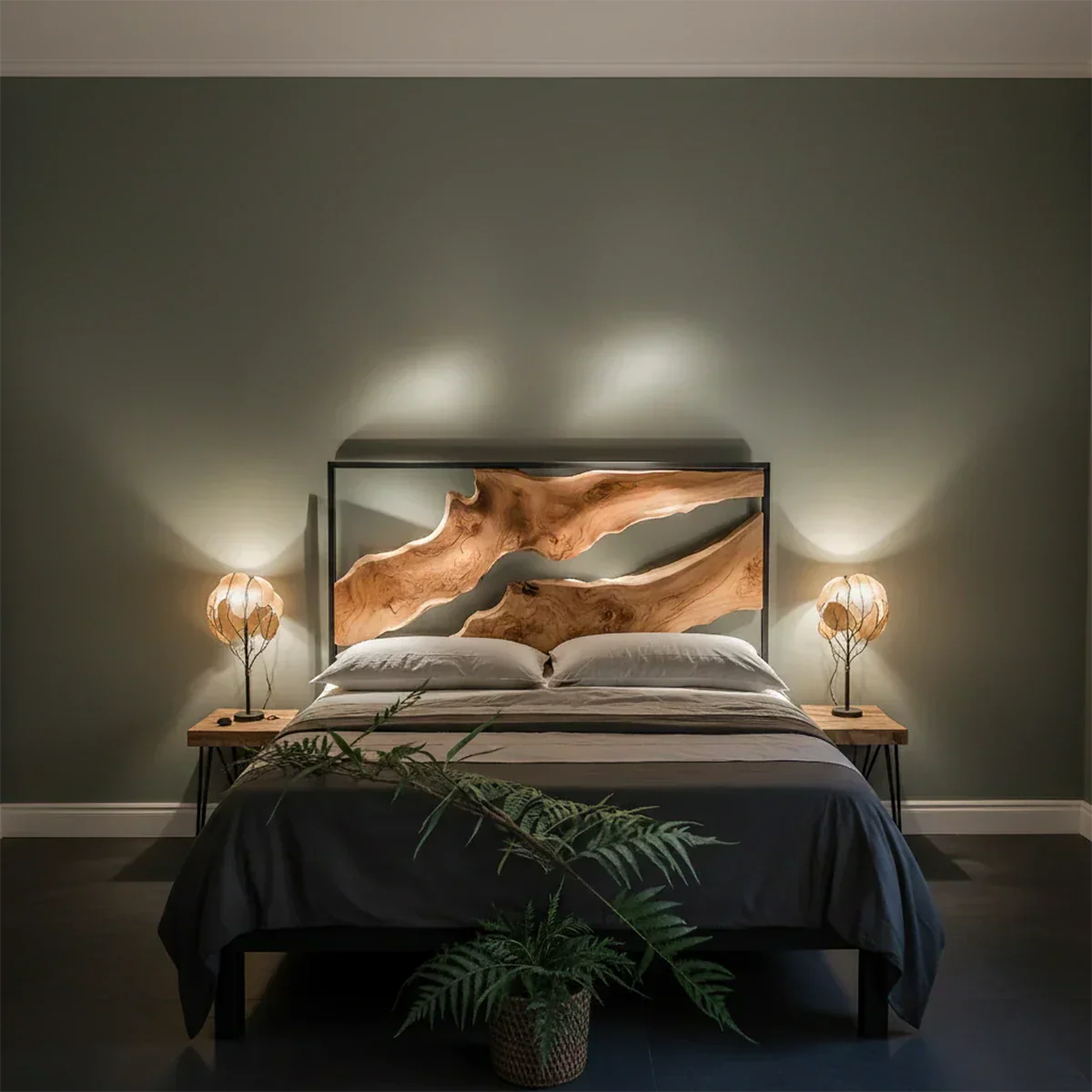 Live Edge Solid Wood Headboard – Sculptural Natural Form - Rustirawood