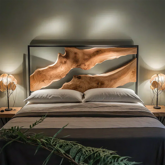 Live Edge Solid Wood Headboard – Sculptural Natural Form - Woodenecho