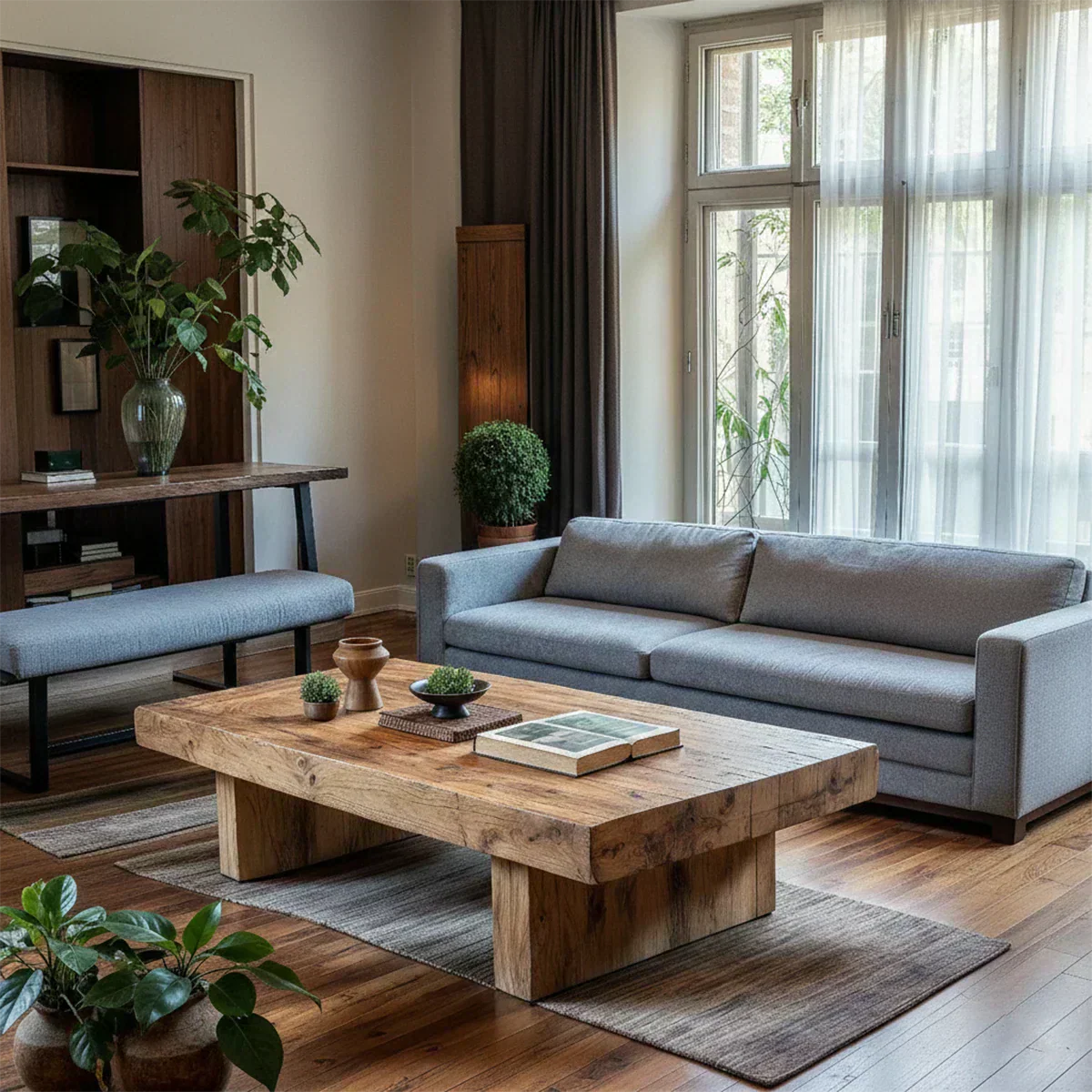 Minimalist Solid Wood Coffee Table – Natural Solid Wood Block Coffee Table - Woodenecho