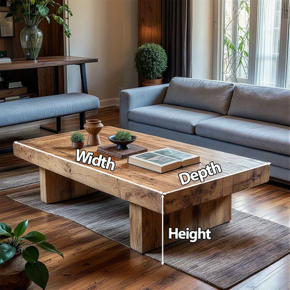Minimalist Solid Wood Coffee Table – Natural Solid Wood Block Coffee Table - Woodenecho