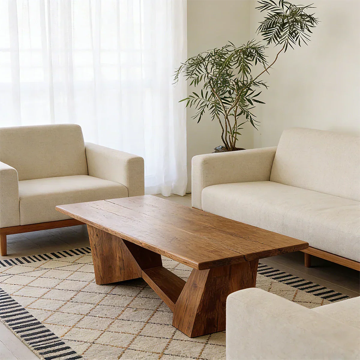 Minimalist Solid Wood Coffee Table – Natural Wood Slab Coffee Table - Rustirawood