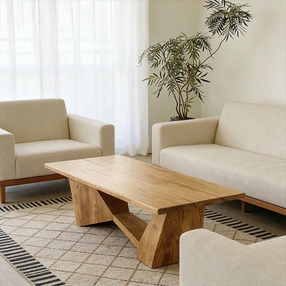 Minimalist Solid Wood Coffee Table – Natural Wood Slab Coffee Table - Rustirawood