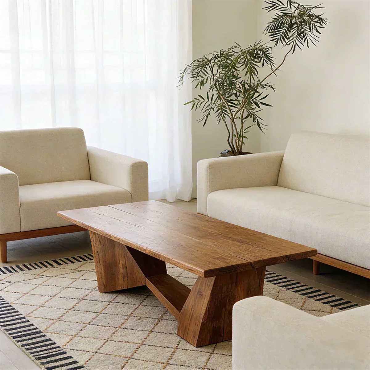 Minimalist Solid Wood Coffee Table – Natural Wood Slab Coffee Table - Woodenecho