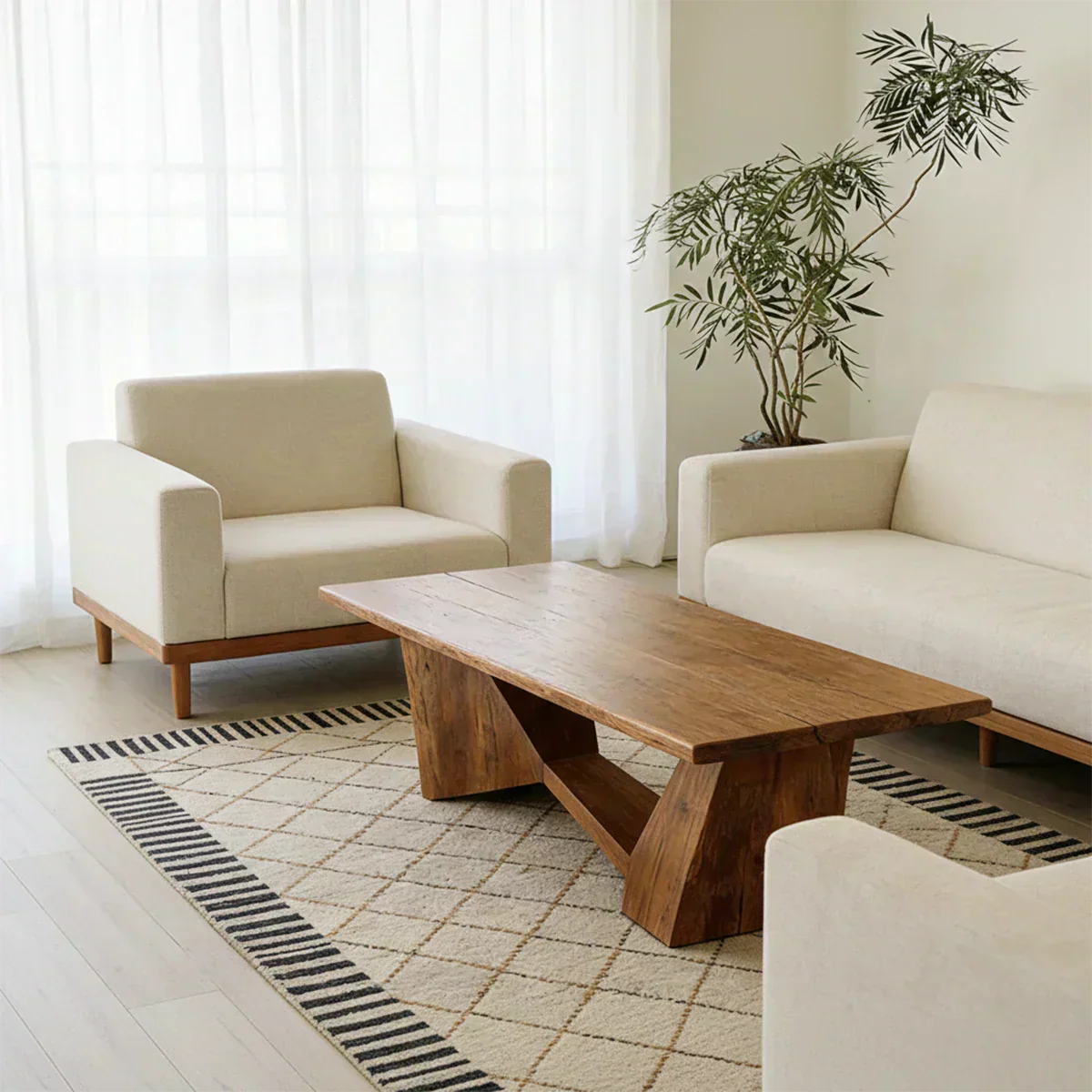 Minimalist Solid Wood Coffee Table – Natural Wood Slab Coffee Table - Woodenecho