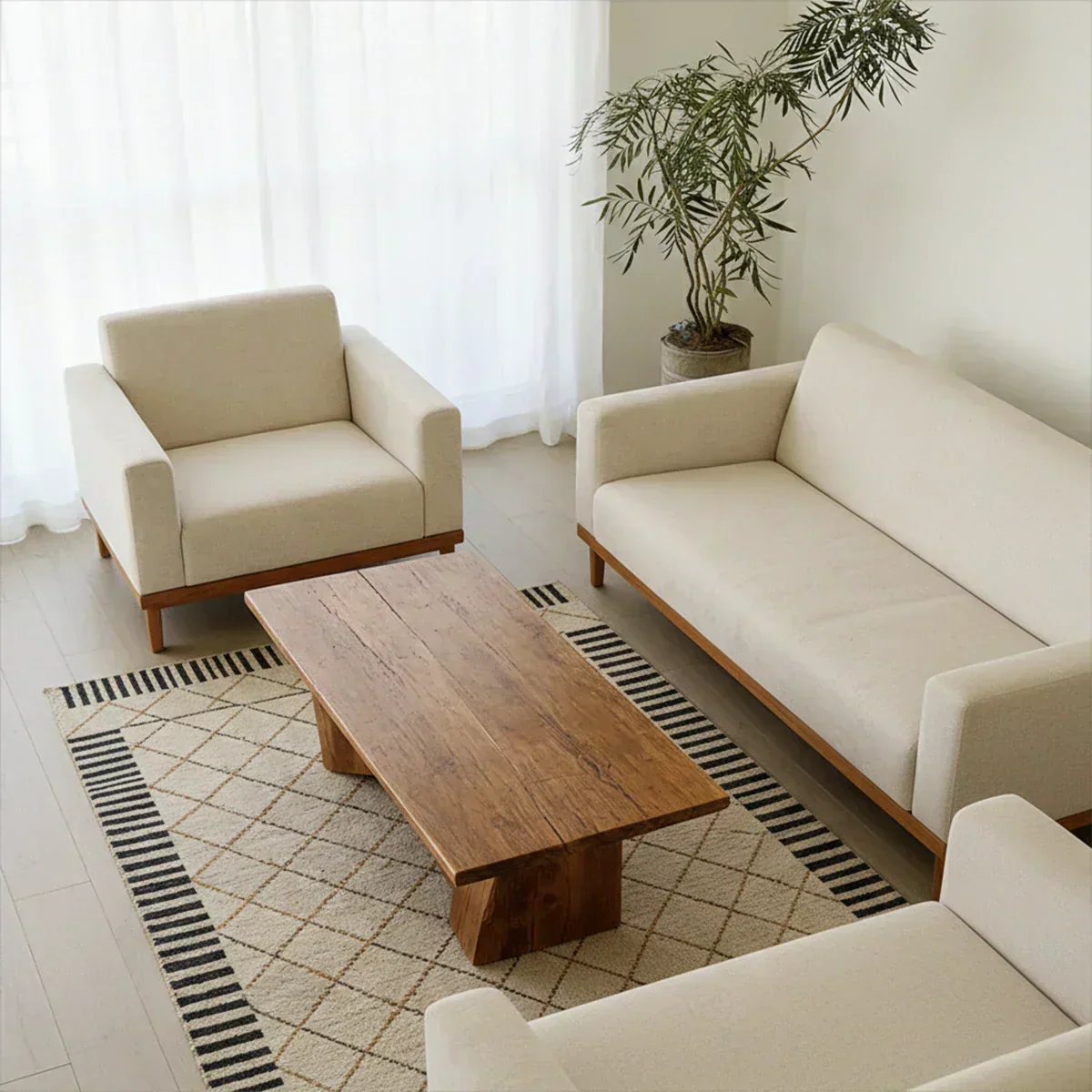 Minimalist Solid Wood Coffee Table – Natural Wood Slab Coffee Table - Woodenecho