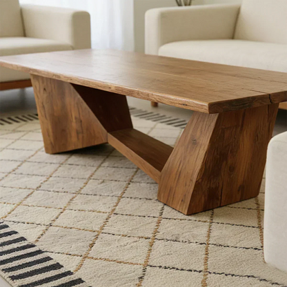 Minimalist Solid Wood Coffee Table – Natural Wood Slab Coffee Table - Woodenecho