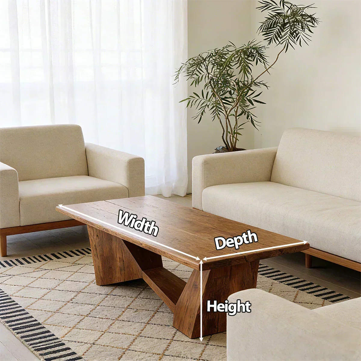 Minimalist Solid Wood Coffee Table – Natural Wood Slab Coffee Table - Woodenecho