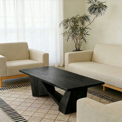 Minimalist Solid Wood Coffee Table – Natural Wood Slab Coffee Table - Woodenecho