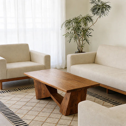 Minimalist Solid Wood Coffee Table – Natural Wood Slab Coffee Table - Woodenecho
