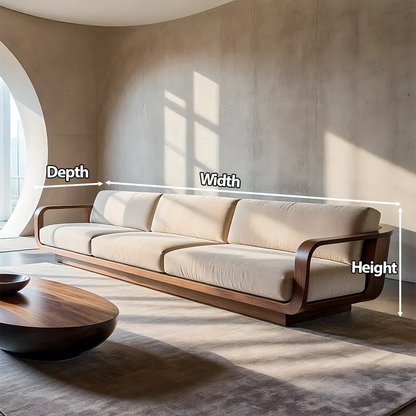 Modern Extra-Long Cotton Sofa with Solid Wood Frame - Rustirawood