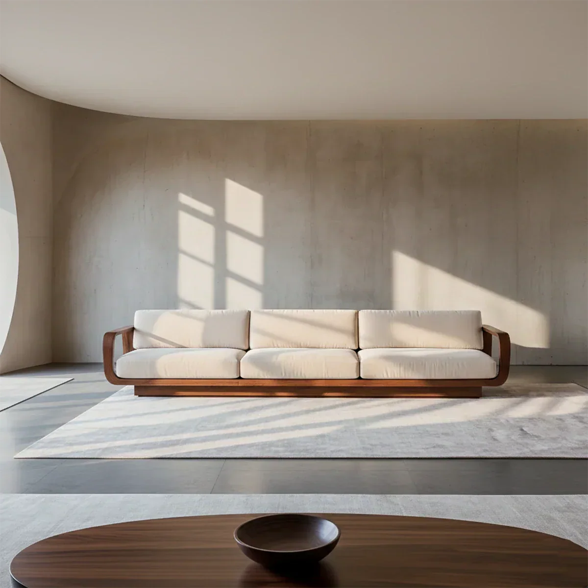 Modern Extra-Long Cotton Sofa with Solid Wood Frame - Rustirawood