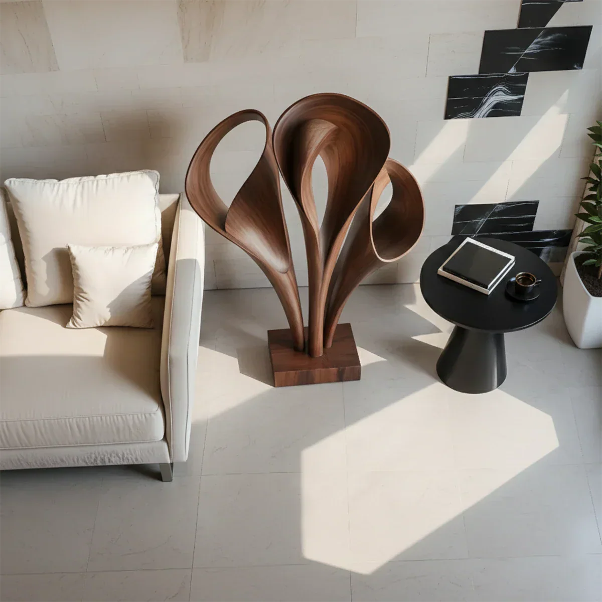 Modern Petal-Form Abstract Sculpture for Artistic Interiors - Rustirawood