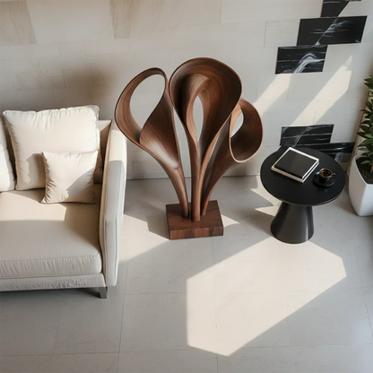 Modern Petal-Form Abstract Sculpture for Artistic Interiors - Rustirawood