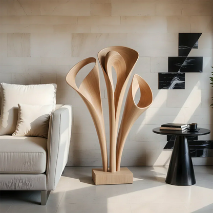 Modern Petal-Form Abstract Sculpture for Artistic Interiors - Rustirawood