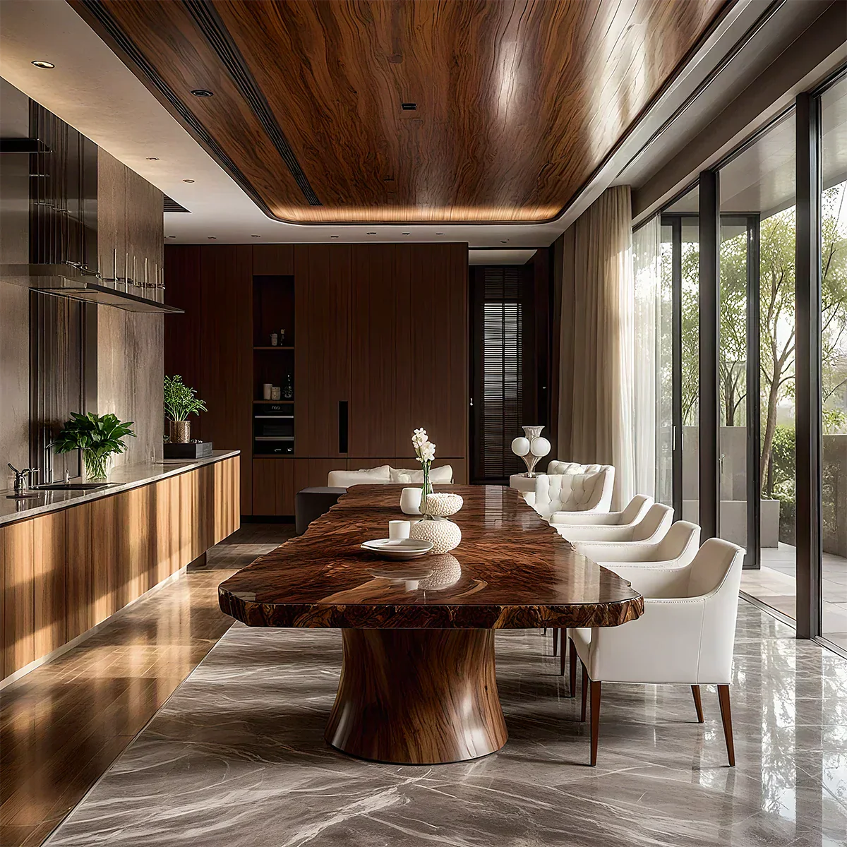 Natural Solid Wood Dining Table in Contemporary Luxury Style - Woodenecho