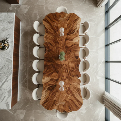 Natural Solid Wood Dining Table in Modern Luxury Style - Rustirawood