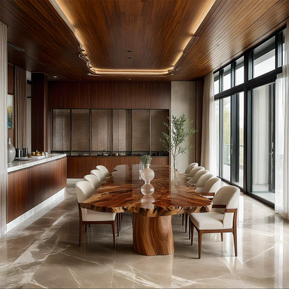 Natural Solid Wood Dining Table in Modern Luxury Style - Woodenecho