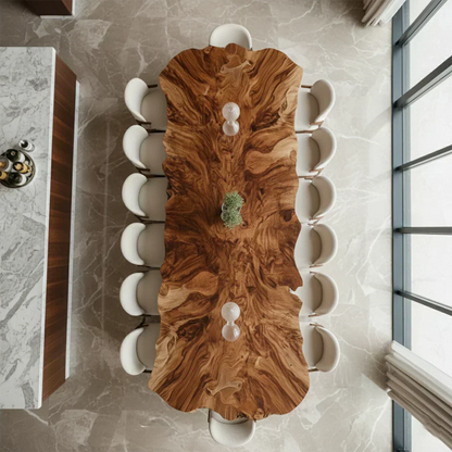 Natural Solid Wood Dining Table in Modern Luxury Style - Woodenecho