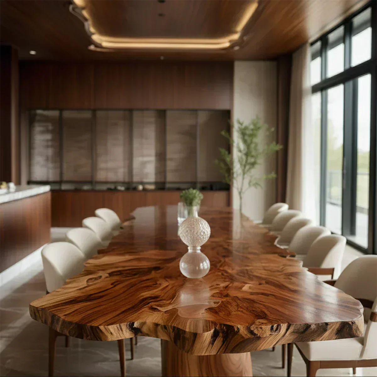 Natural Solid Wood Dining Table in Modern Luxury Style - Woodenecho