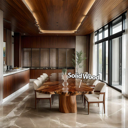 Natural Solid Wood Dining Table in Modern Luxury Style - Woodenecho