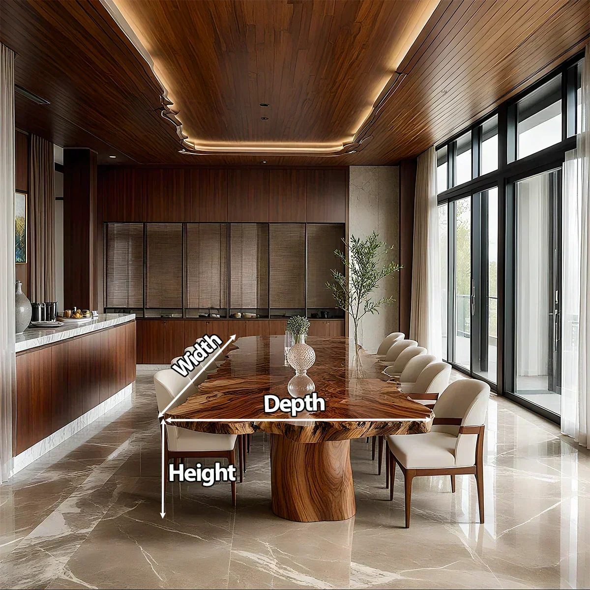 Natural Solid Wood Dining Table in Modern Luxury Style - Woodenecho