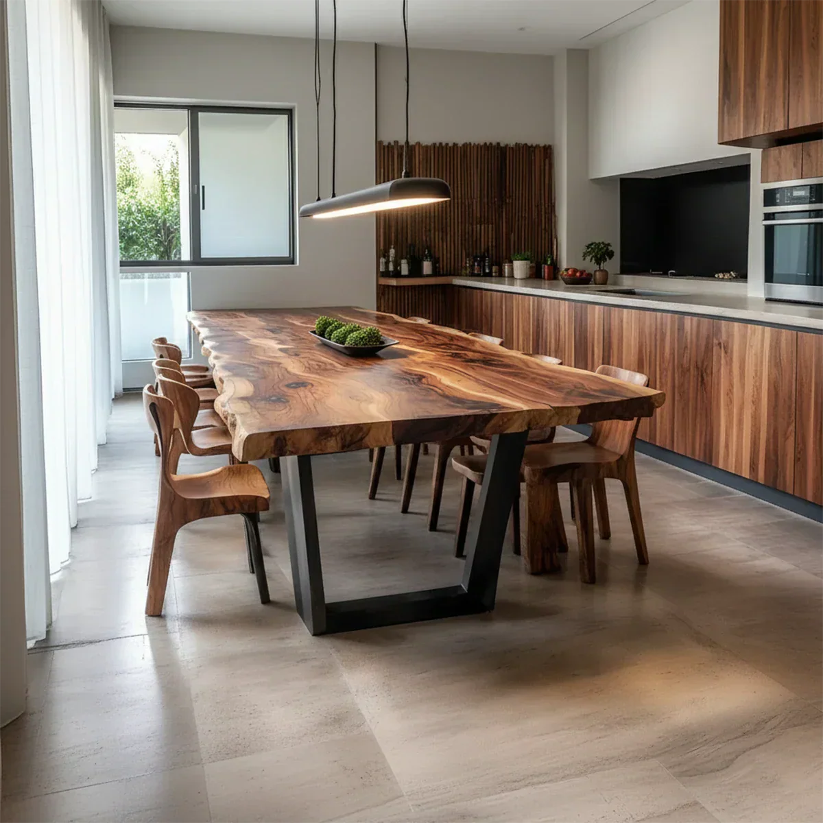 Natural Solid Wood Dining Table in Modern Rustic Luxury Style - Rustirawood