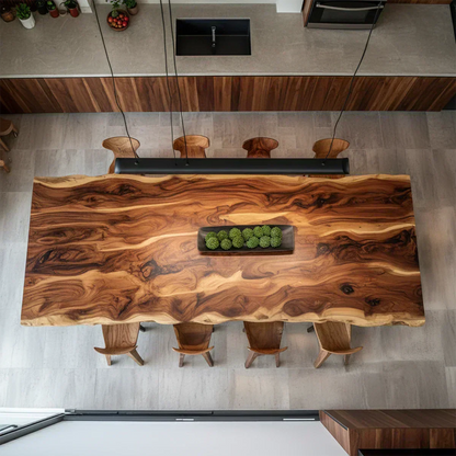 Natural Solid Wood Dining Table in Modern Rustic Luxury Style - Woodenecho