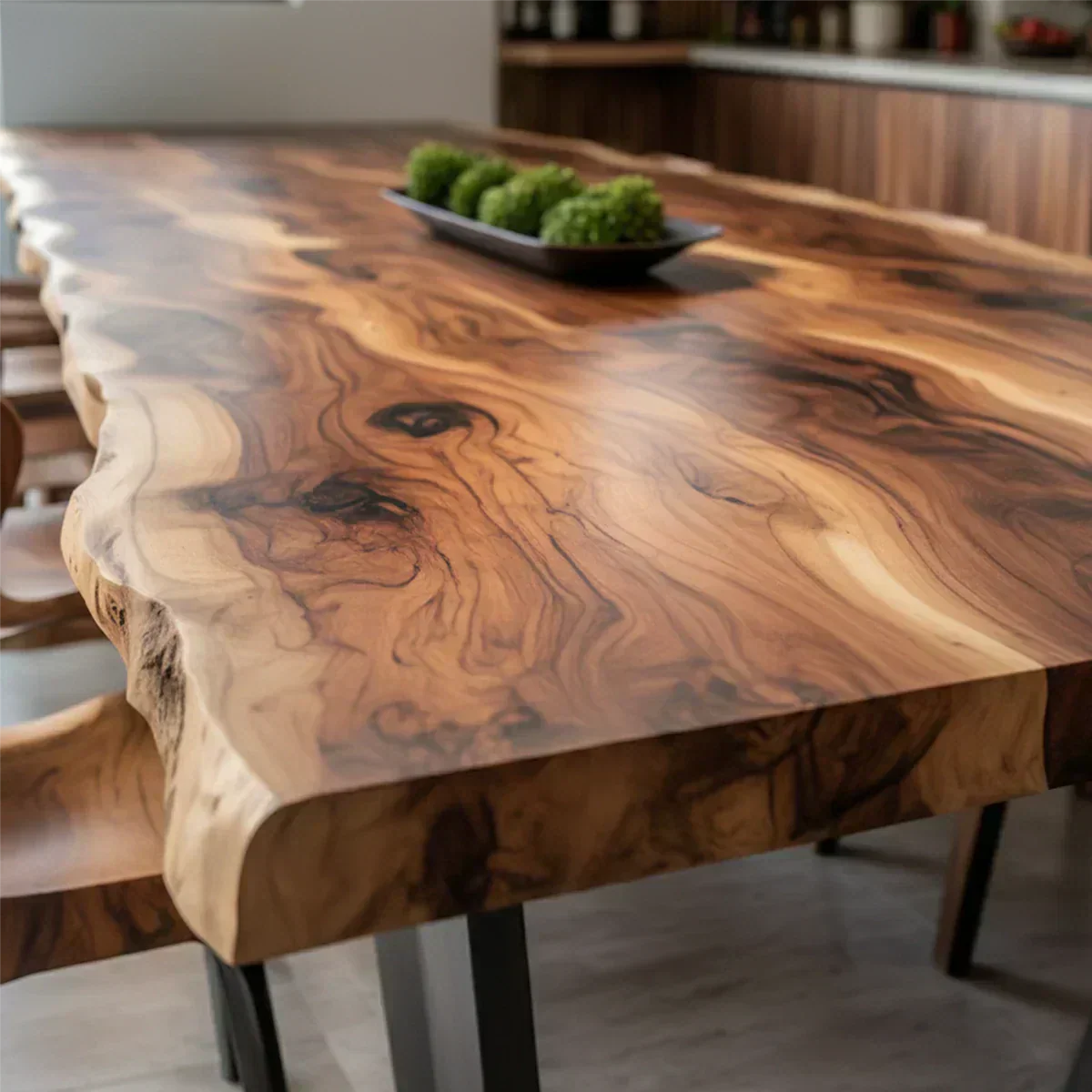 Natural Solid Wood Dining Table in Modern Rustic Luxury Style - Woodenecho