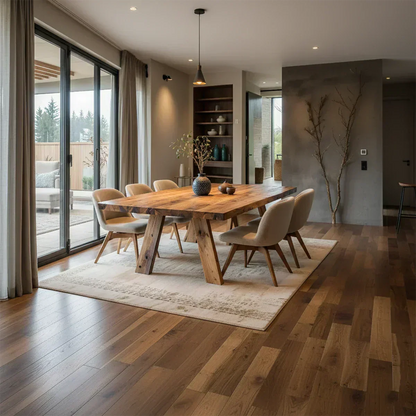 Natural Solid Wood Dining Table in Rustic Luxury Style – A Warm, Handcrafted Centerpiece - Woodenecho