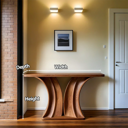 Natural Solid Wood Dual-Sculpt Form Console Table in Modern Luxury Style - Rustirawood