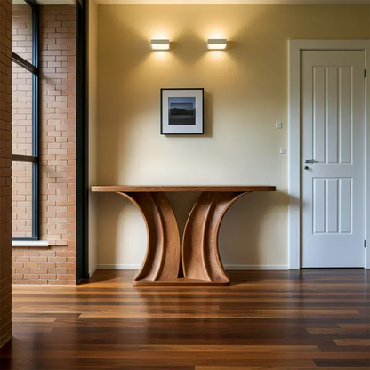 Natural Solid Wood Dual-Sculpt Form Console Table in Modern Luxury Style - Woodenecho